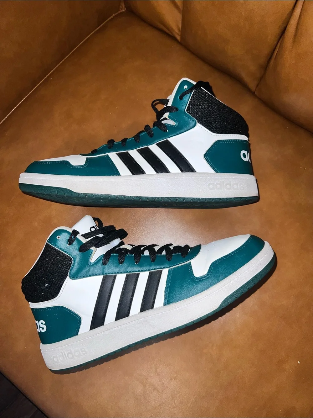 Adidas Hoops 2.0 Mid 'Black Green' FW5995 Men's size 9.5